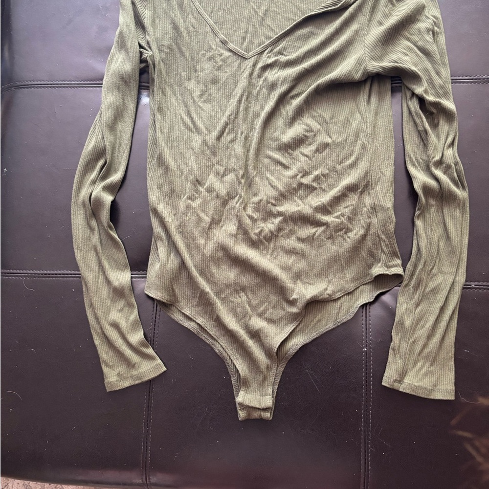 Aeropostale Olive Green Ribbed Bodysuit